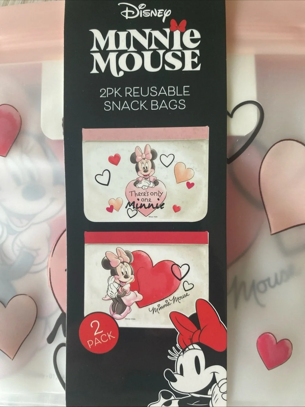 MINNIE MOUSE 2 Pack Reuseable Snack Bags/Pouches